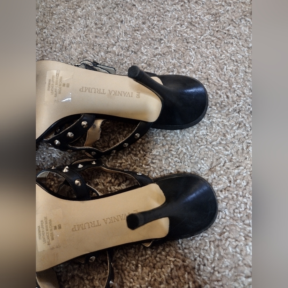 Ivanka Trump Black Studded Cage Heels 9 - Picture 10 of 12